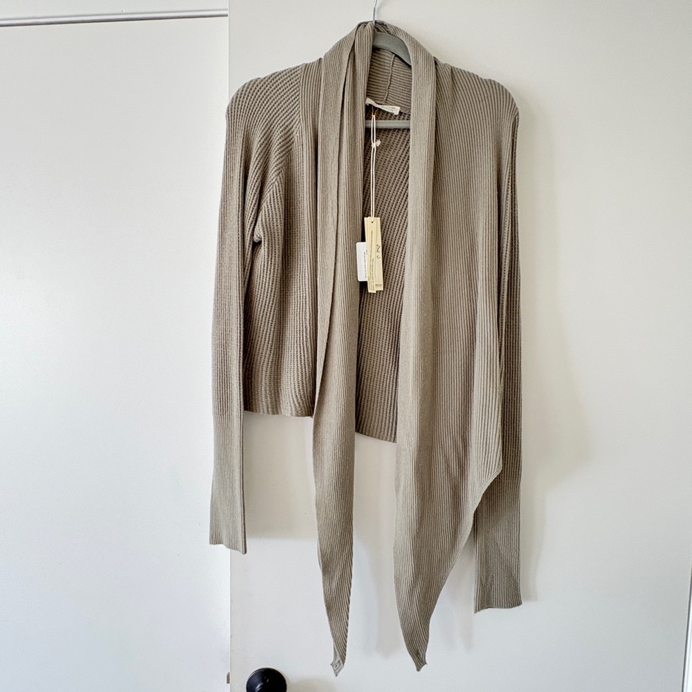 Elegant Green/Gray Wrap Women's Sweater